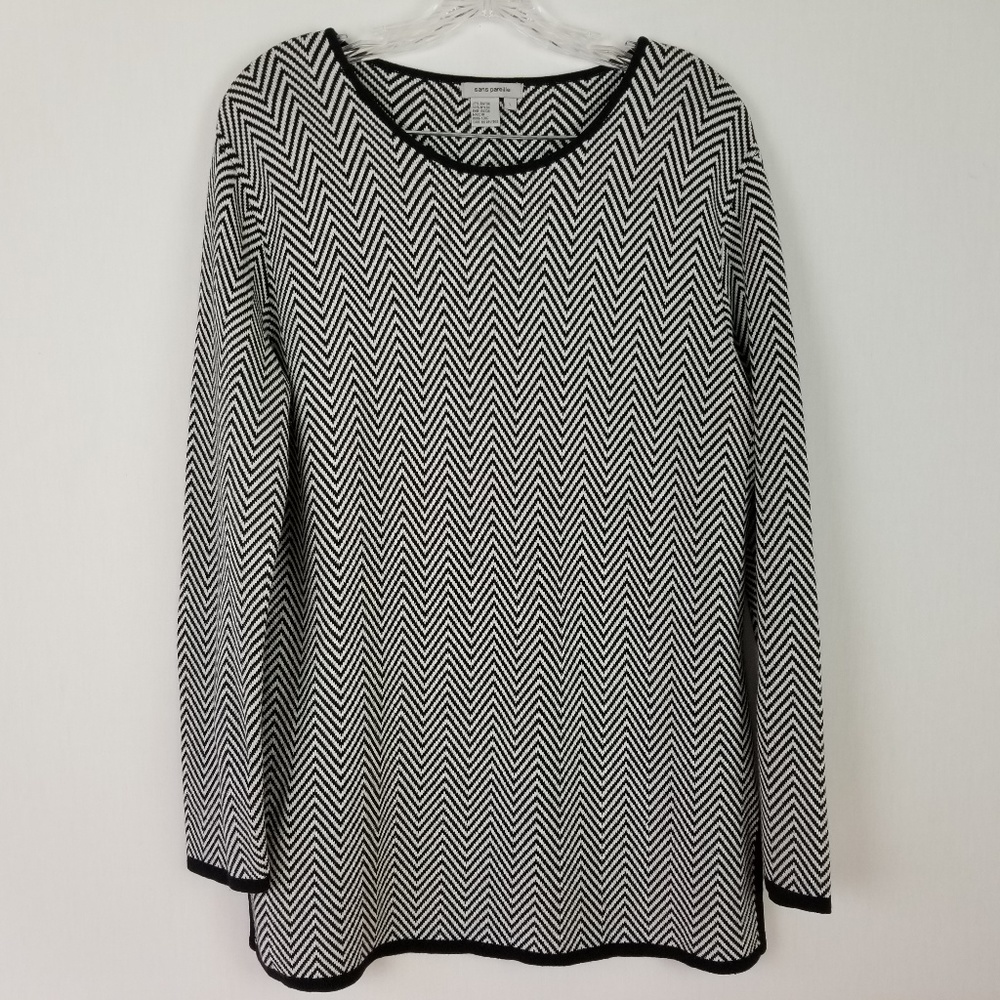 Sans Pareille chevron black white women sweater L